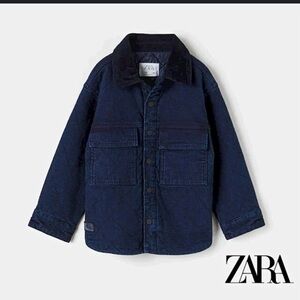 Zara Kids Dark Blue Quilted Denim Jacket. Boys size 11/12